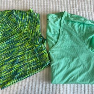 Vibrant Green and Blue Athletic Tops